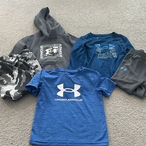 Under Armour Kids Gray Hoodie and Blue T-Shirt Set